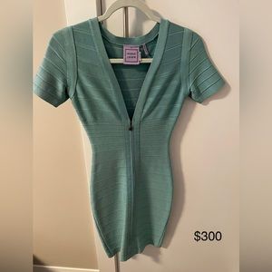 Herve Leger Lilith Bandage Mini Dress in Blue Rayon XS